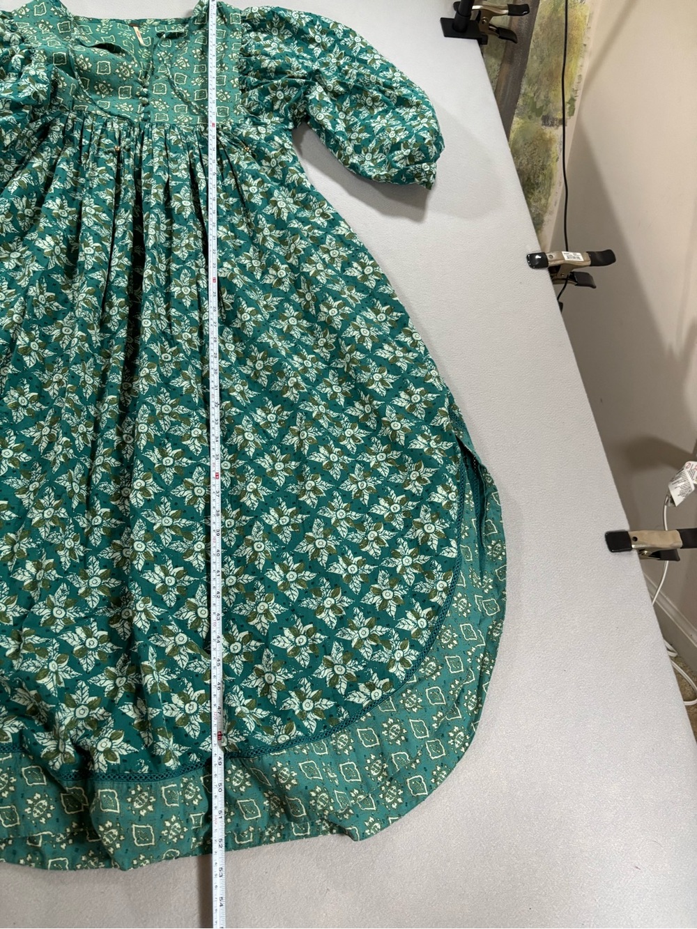 Free People Hazy Maisy Teal Patterned Maxi Dress cotton XS - Picture 9 of 12